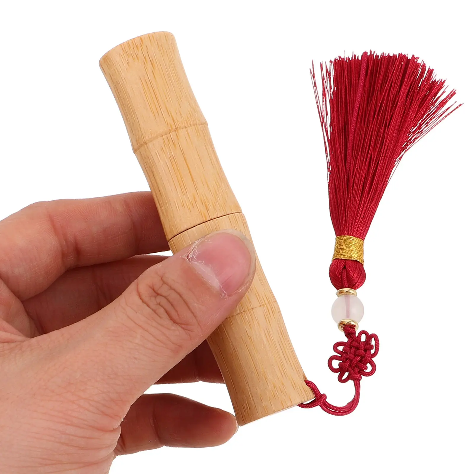 DIY Lip Gloss Tube Handcrafted Bamboo Shell with Tassel Design Empty Refillable Portable Container for Travel Lip Balm