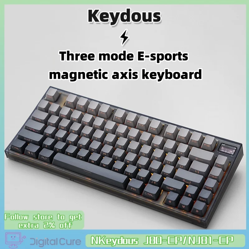 Keydous Magnetic Axis Mechanical Keyboard Thri-Mode 80 Key J80-Cp/Nj81-Cp Adjustable Key Range Rt Office E-Sports Game Keyboard