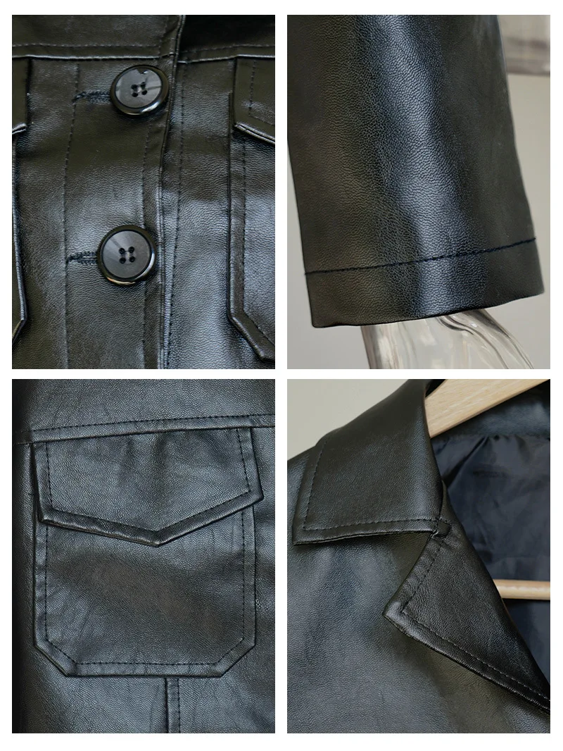Veste courte noire en cuir contrasté pour moto, veste en cuir patchwork avec fermeture éclair pour femme, veste d'hiver tendance pour femme