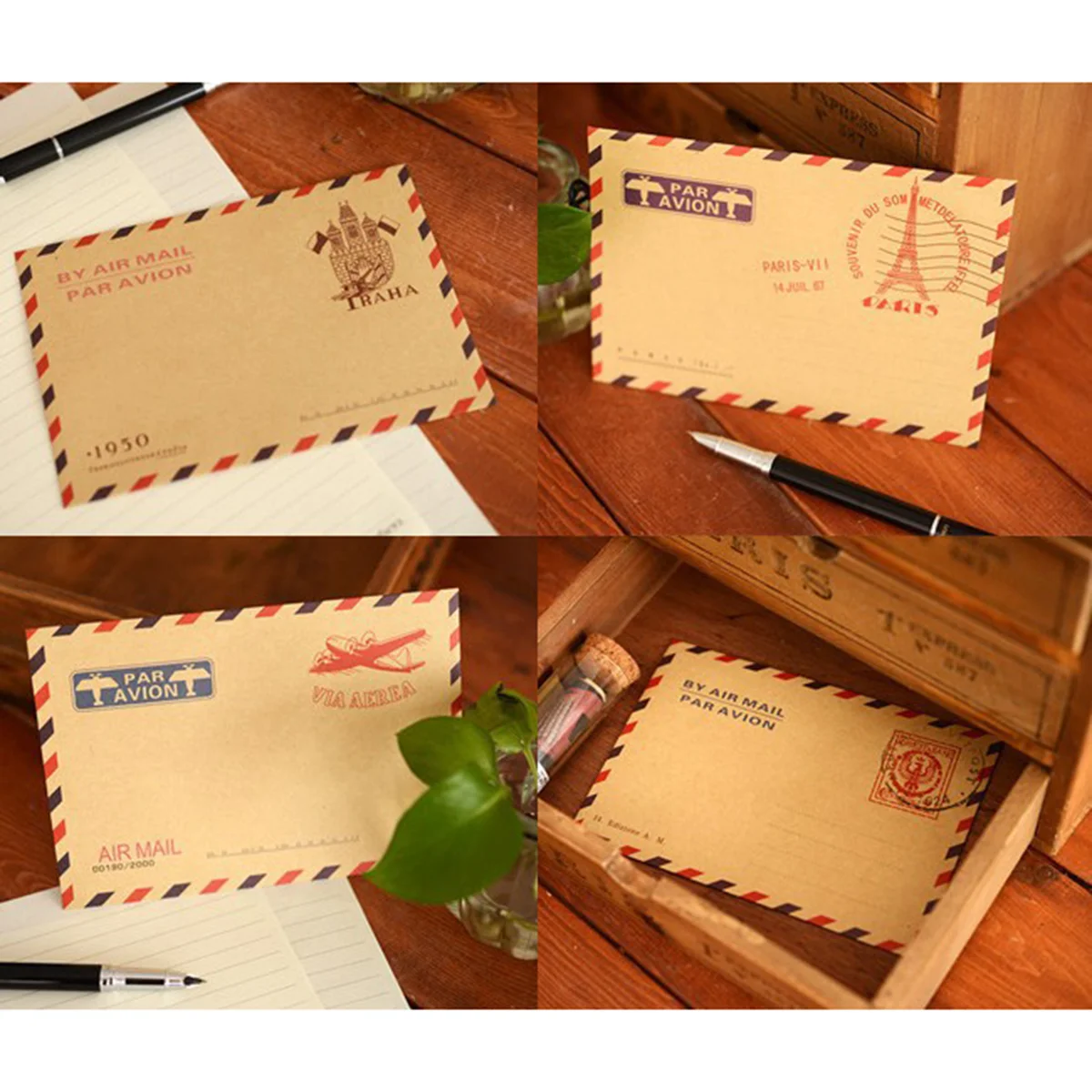 10 Pcs Kraft Paper Envolopes Postcard Envelopes Photo Storage Retro Western Style