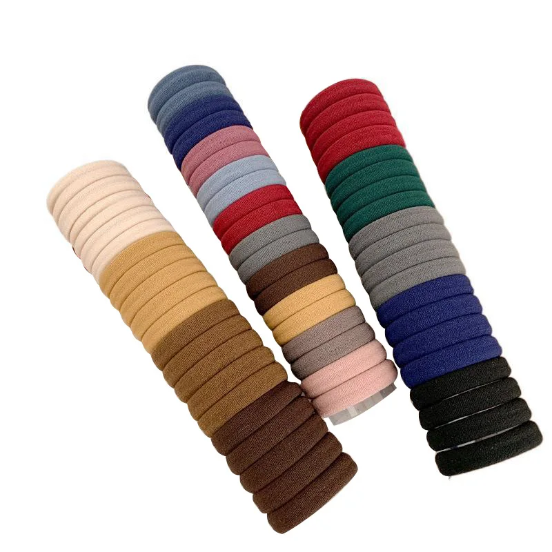 20 Canned Hair Bands New Rubber Band Women Tied Towel Ring Bold High Elastic Hair Rope Simple Leather Headband.