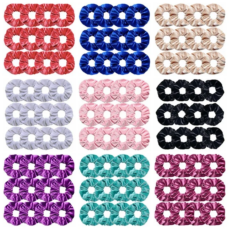 12pcs/Set Scrunchies Elastic Hair Bands Hair Ties White Black Pink Navy Women Ponytail Holder Hair Accessories Girls Hairbands