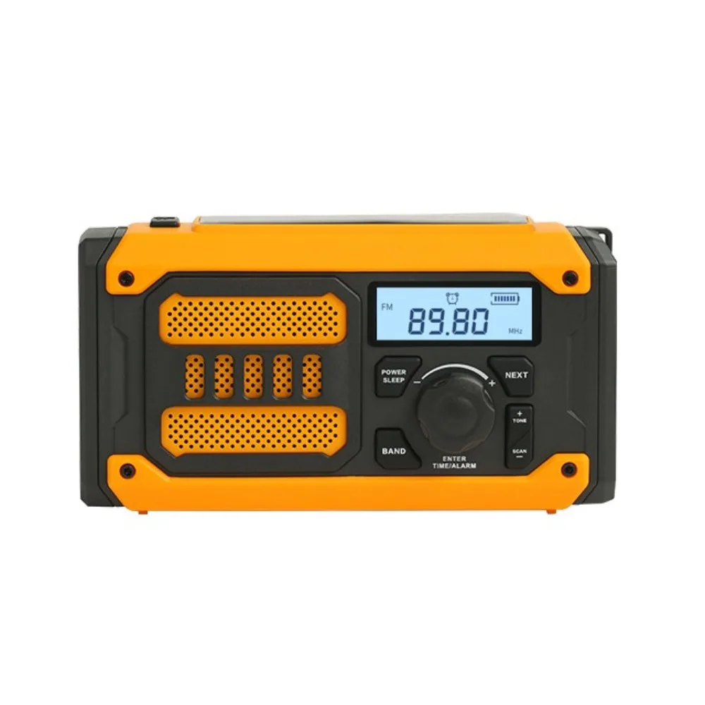 Radio de emergencia Solar de 2000mAh, Banco de energía AM FM NOAA, Radio meteorológica portátil, cargador de teléfono, linterna LED, Radio exterior SOS