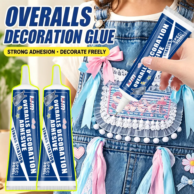 KJM Fabric Glue No Sew Textile Adhesive 30ML For Clothing Rhinestones Patches Lace Denim DIY Crafts Strong Flexible Repair Bond
