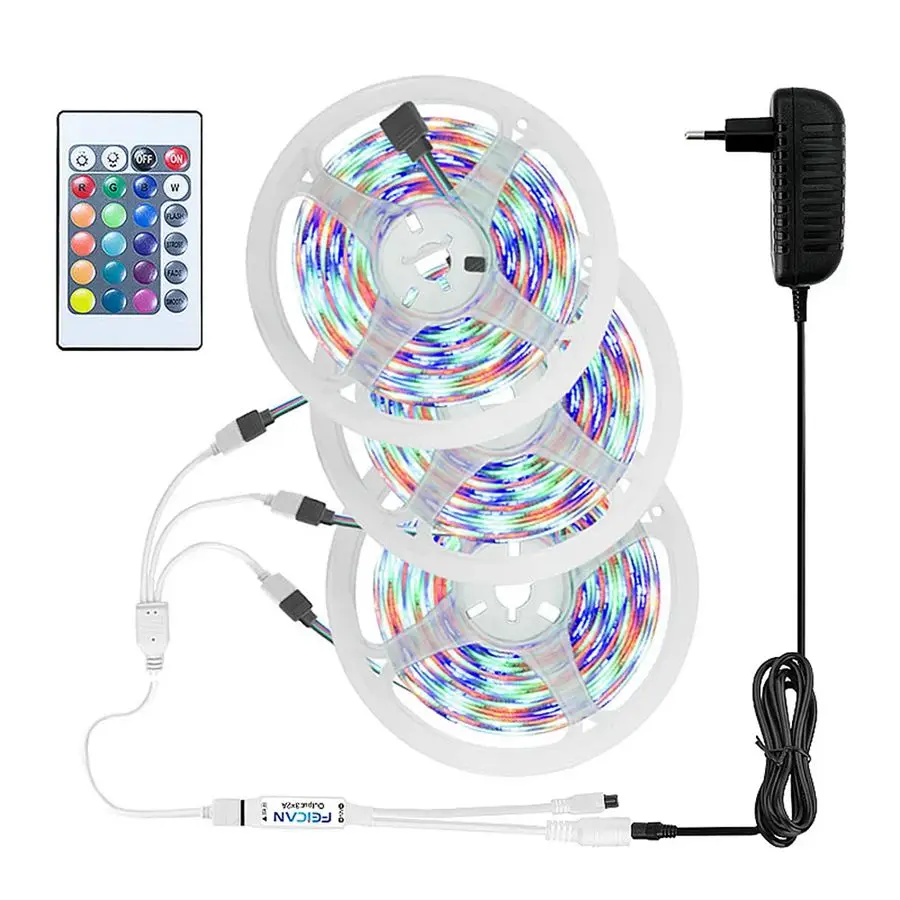 

Светодиодная лента RGB 15M, полный комплект подсветки с пультом дистанционного управления для телевизора, спальни, гостиной, RGB-ленты, неоновая лента, домашний декор