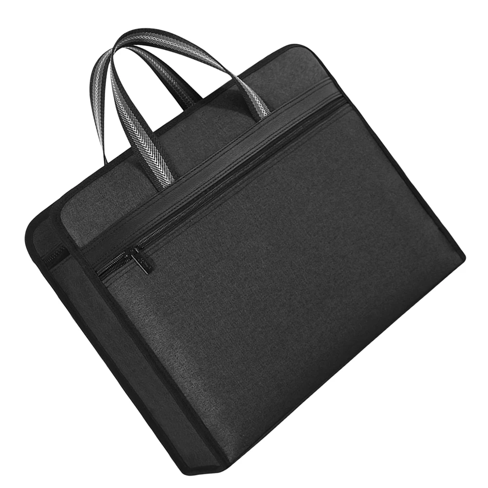 Multilayer Zipper Canvas Document Organizer Portable File Storage Bag Secure Closure Travel Folder File
