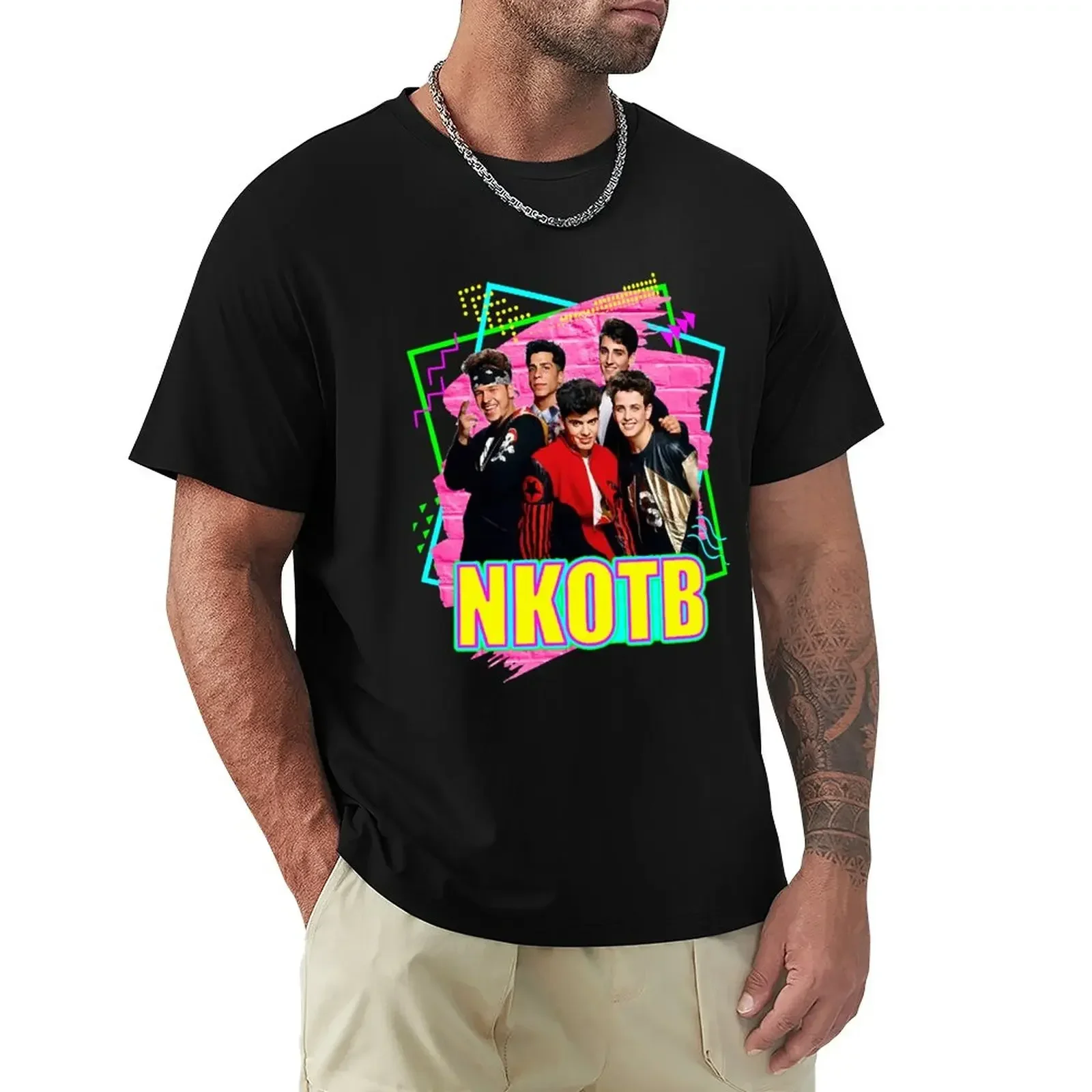 NKOTB-T-Shirt Classique en Coton pour Homme, Vêtement Essentiel, Couleur Unie, Esthétique, Lourd, Col Rond, Tenue Amusante