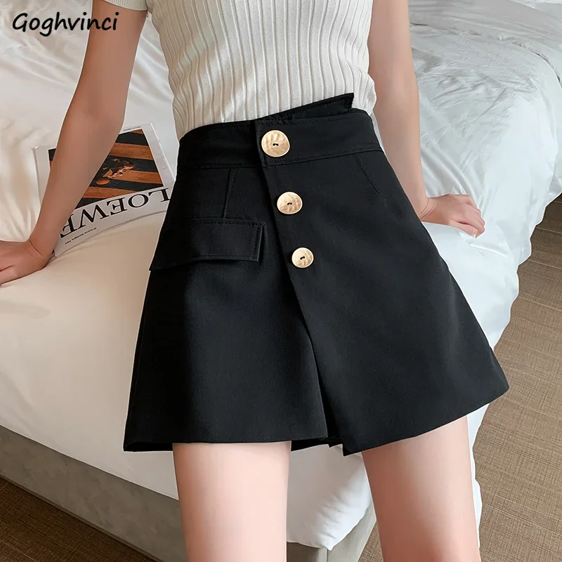 

Shorts Women Irregular Button High Waist Design Summer New Arrival OL Fashion Casual Temper Elegant Retro All-match Cool Young