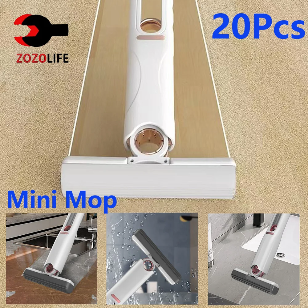 2-20Pcs Mini Mop Squeeze Mini Mop Folding Home Cleaning Mops with Self-squeezing Floor Washing Mops Desk Kitchen Car Clean Tools