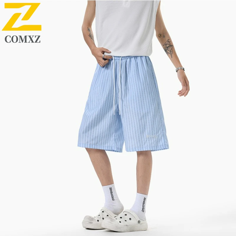 Japanese Striped Shorts Men's Summer 2025 New Y2K Street Drawstring Elastic Waist Loose Shorts Women's Gym Casual Bermuda Shorts