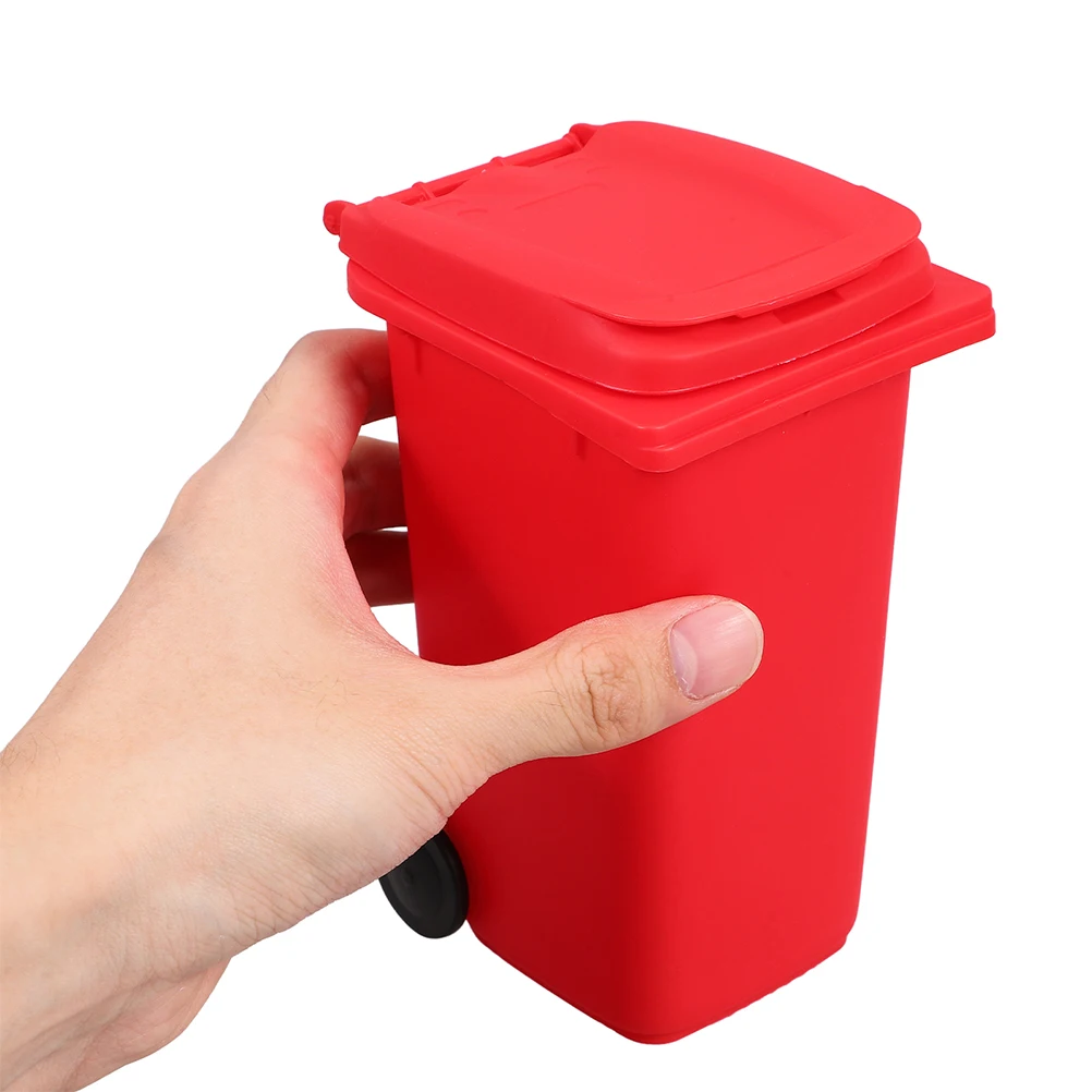 

3 PCS Trash Can Pen Holder Miniature with Lid Desktop Garbage Bin Cover Plastic Small Wastebasket for