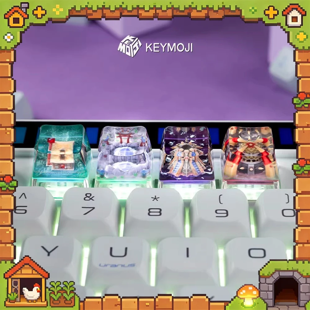 KEYMOJI World Of Warcraft Architecture PC Resin Keycaps Yueliangjing 3D Print Personality Keyboard Keycaps For PC Accessories