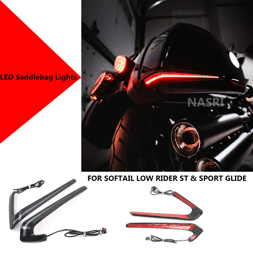 FOR Harley SOFTAIL LOW RIDER ST FXLRST El Diablo FXRST SPORT GLIDE  LED Indicator Run Turn Brake Lights Red Tracer Rear Saddleba