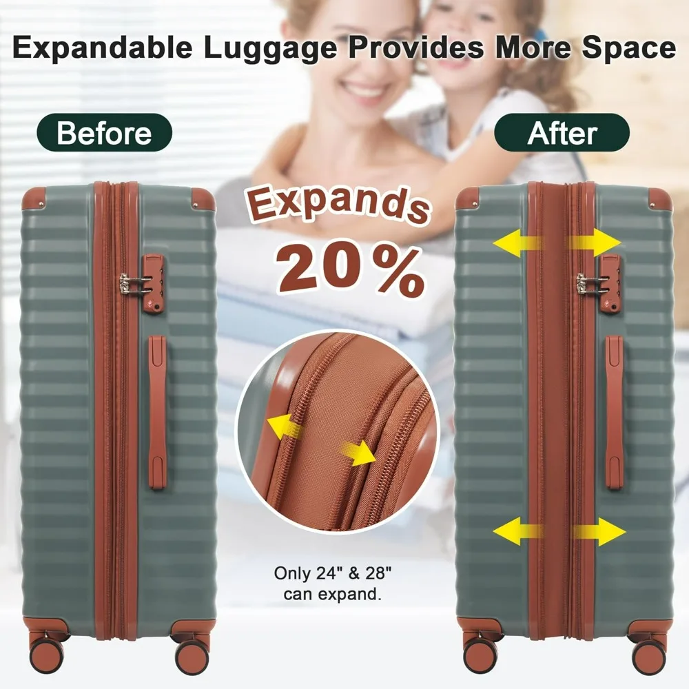 Наборы багажа Merax, 5-компонентный, расширяемый чемодан с открытым корпусом спереди, с вращающимися колесами и спортивными сумками, легкая ручная кладь на наконечнике