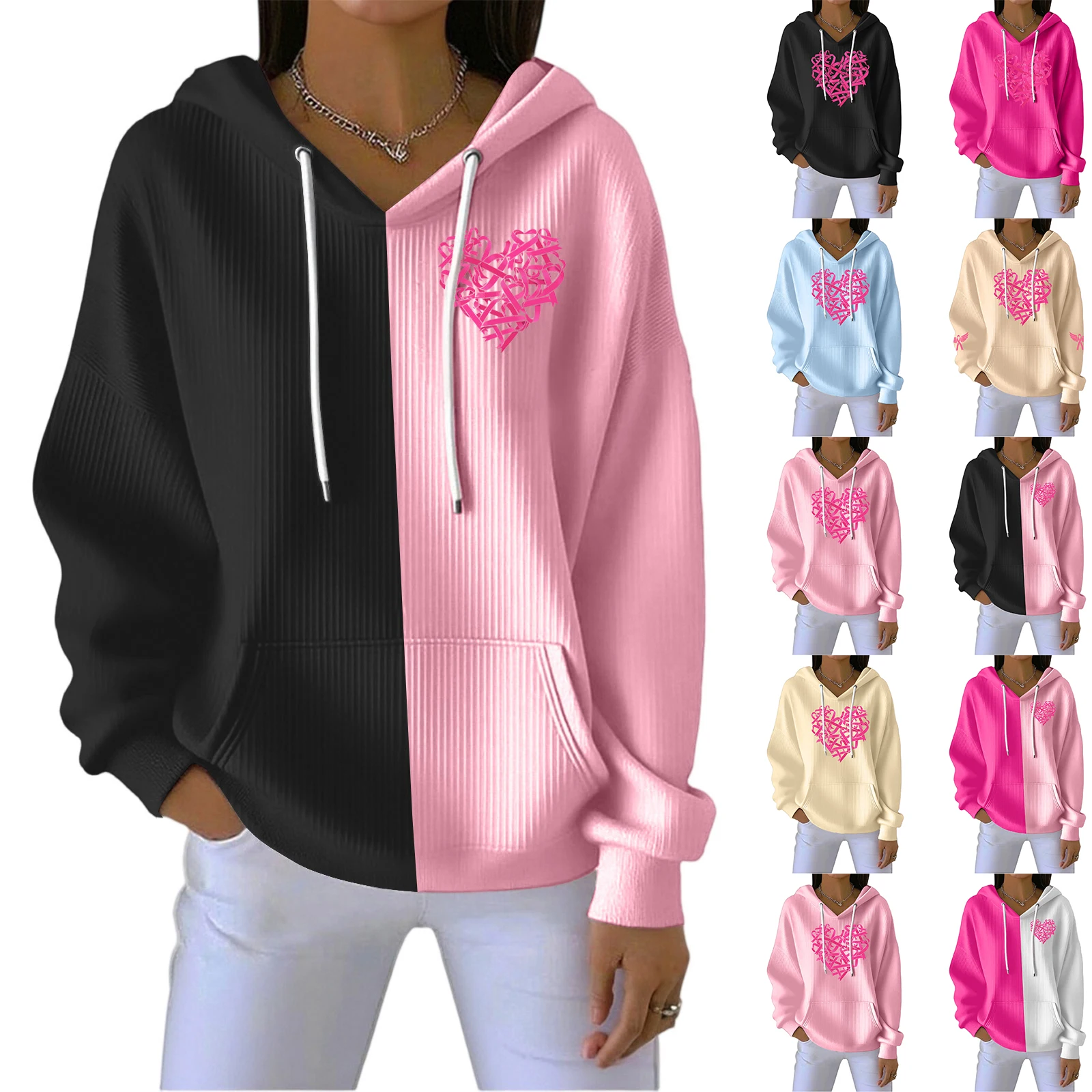 Damska moda Casualangel Bluza z nadrukiem, sportowa bluza z długim rękawem, zimowe ubrania, damskie topy, damskie bluzy z kapturem, hit sezonu