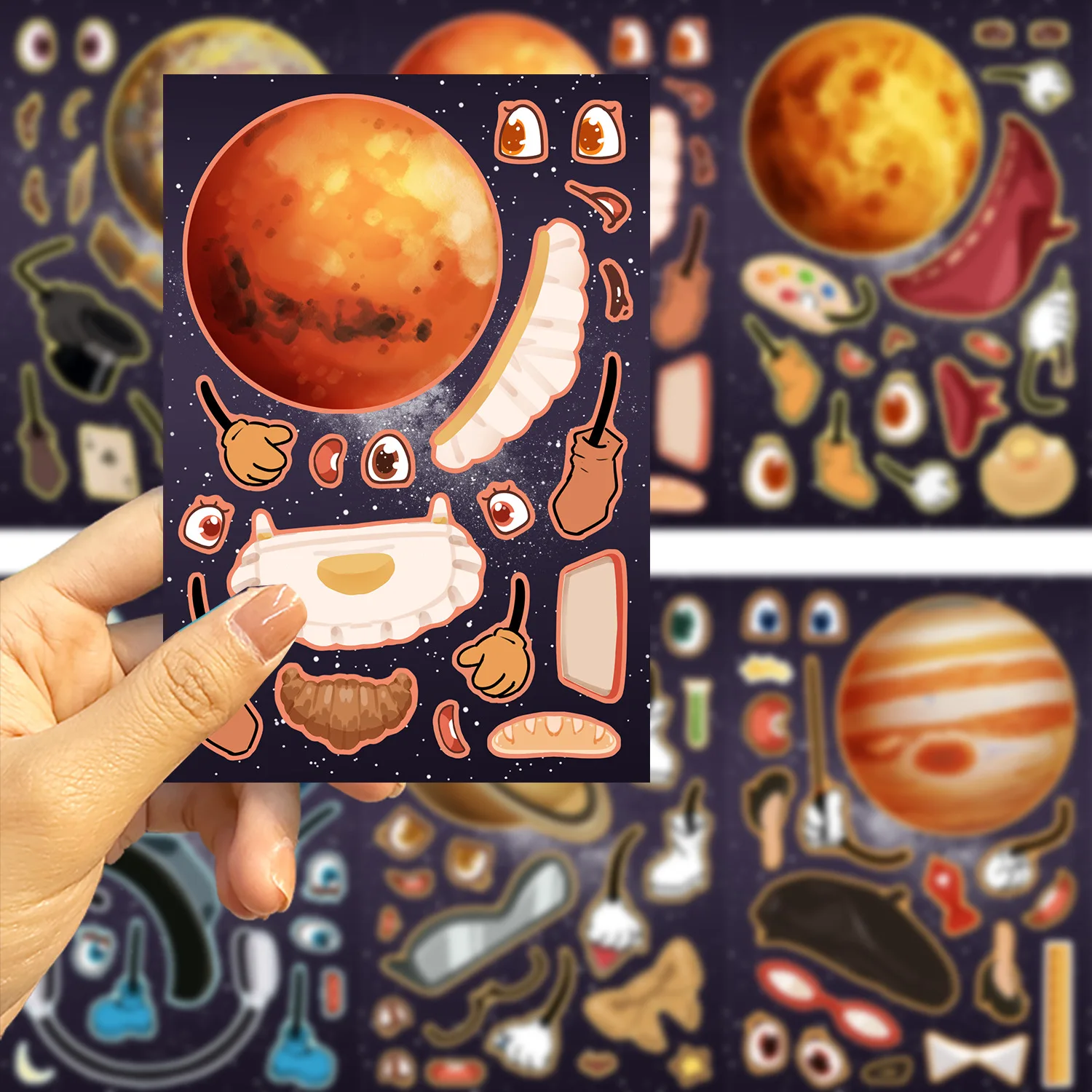 8Sheets Planet Make-A-Face Assemble Funny Cartoon Decal Assemble DIY Children Jigsaw Education Toys