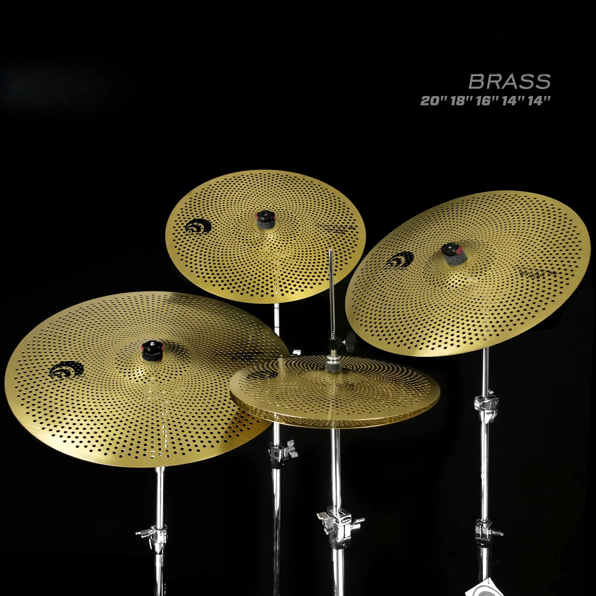 Beatello Mute Low Volume 14 Inch Hihat 16+18 Inch Crash 20 Inch Ride Brass Cymbal Mute Set Pack for Drums