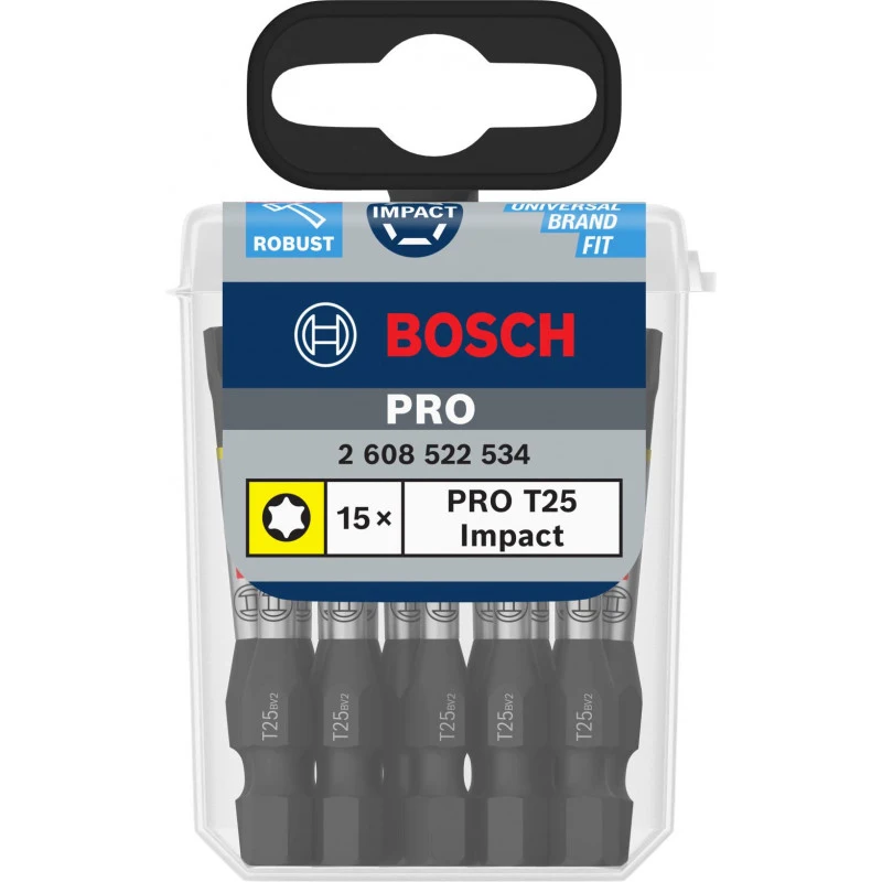 BOSCH 2608522534 PRO Impact Torx T25 Screwdriver Bits 55mm 15Pcs Heavy Duty Impact Driver Bits Part 2608522534