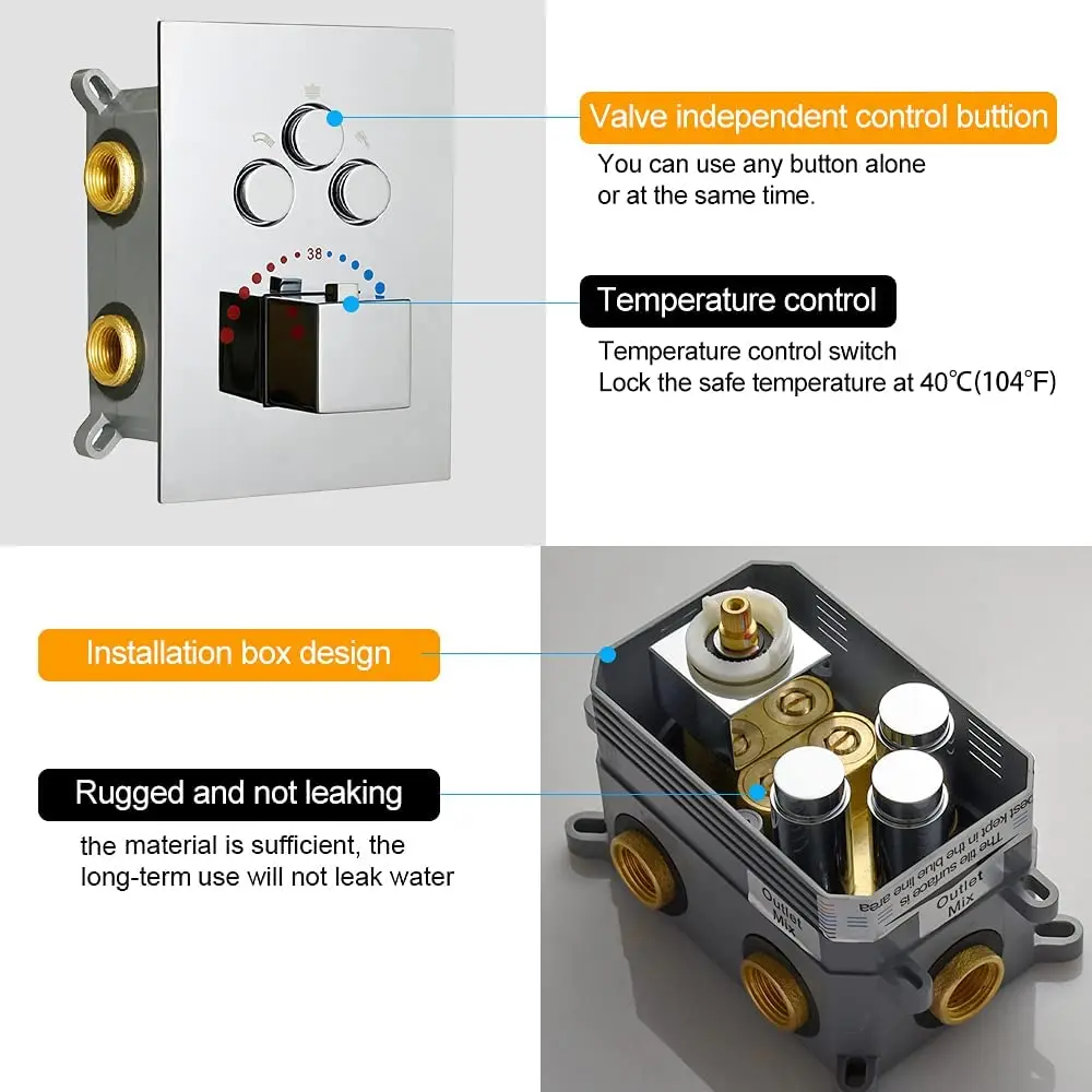 النحاس دش ثرموستاتي صمام تحويل الضغط صمام خلاط دش متوازن مع تقليم #5