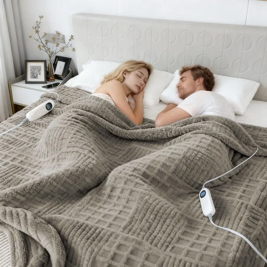 

Blanket Queen, 84x90 Electric Blanket Heating Waffle with Dual Controllers, Fast Heating with 12 Heat Levels amp 12 Hours Auto O