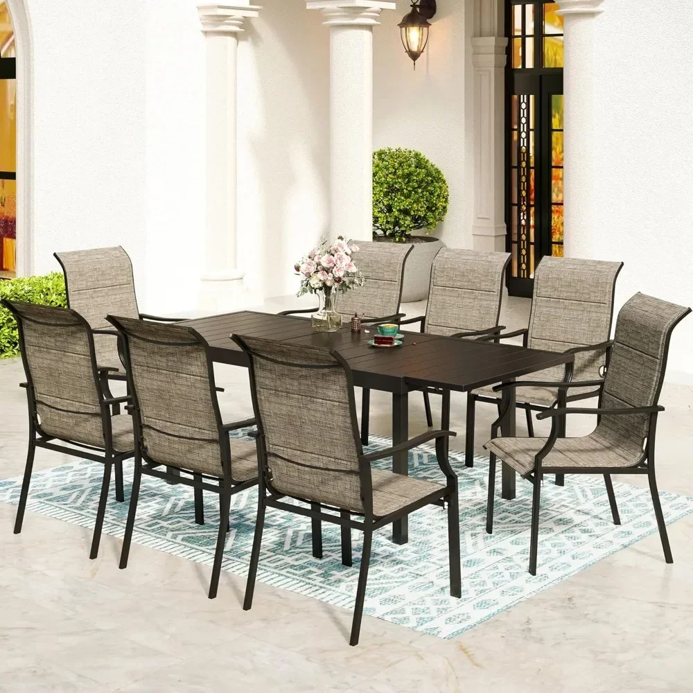 

9 Piece Patio Dining Sets, with Rectangular Patio Dining Table and 8 Patio Dining Chairs, Metal Outdoor Table and Chairs Set