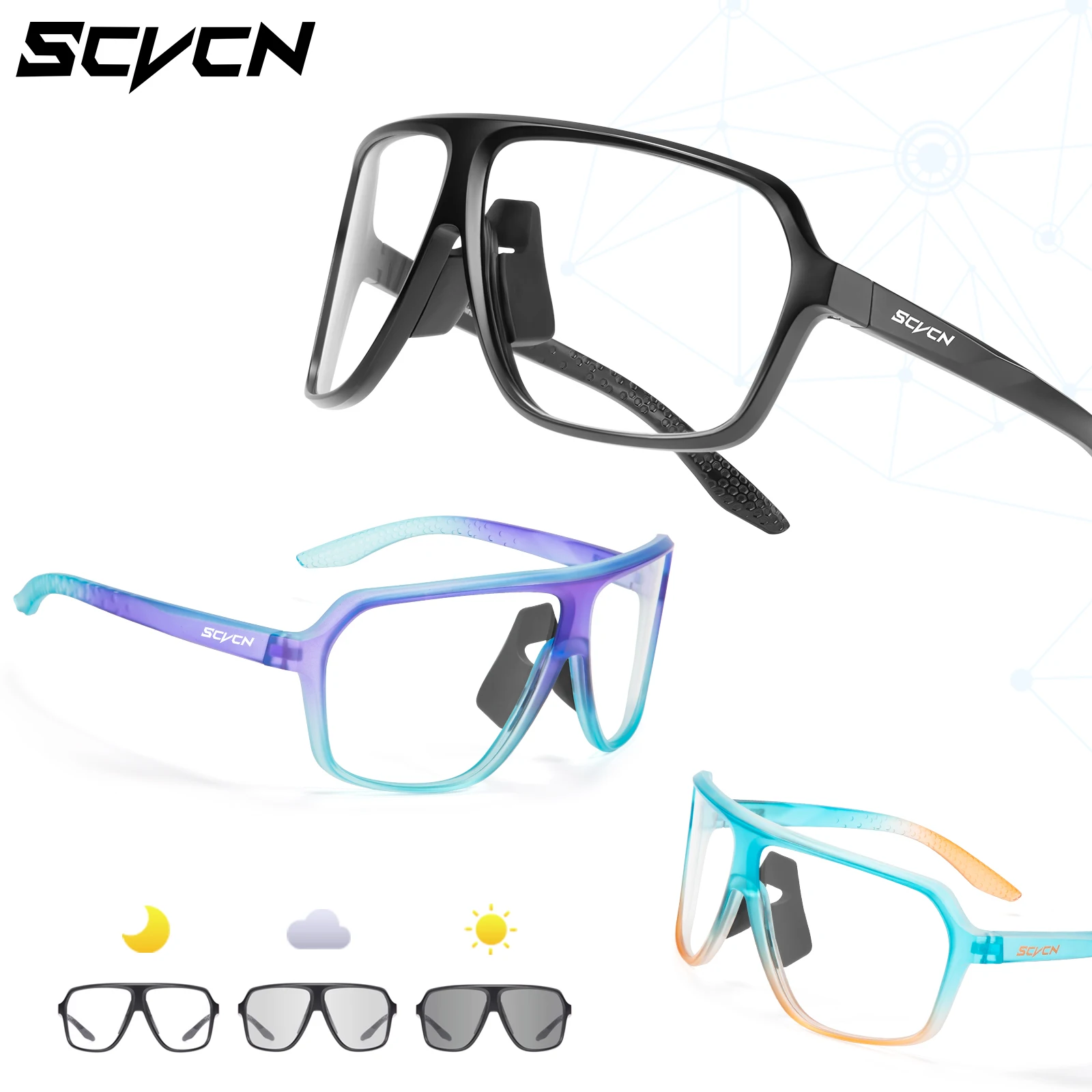 SCVCN Fotocromático Ciclismo Óculos, Óculos de bicicleta, Equipamento de ciclismo ao ar livre, Sports Bike Goggles, Passeio UV400