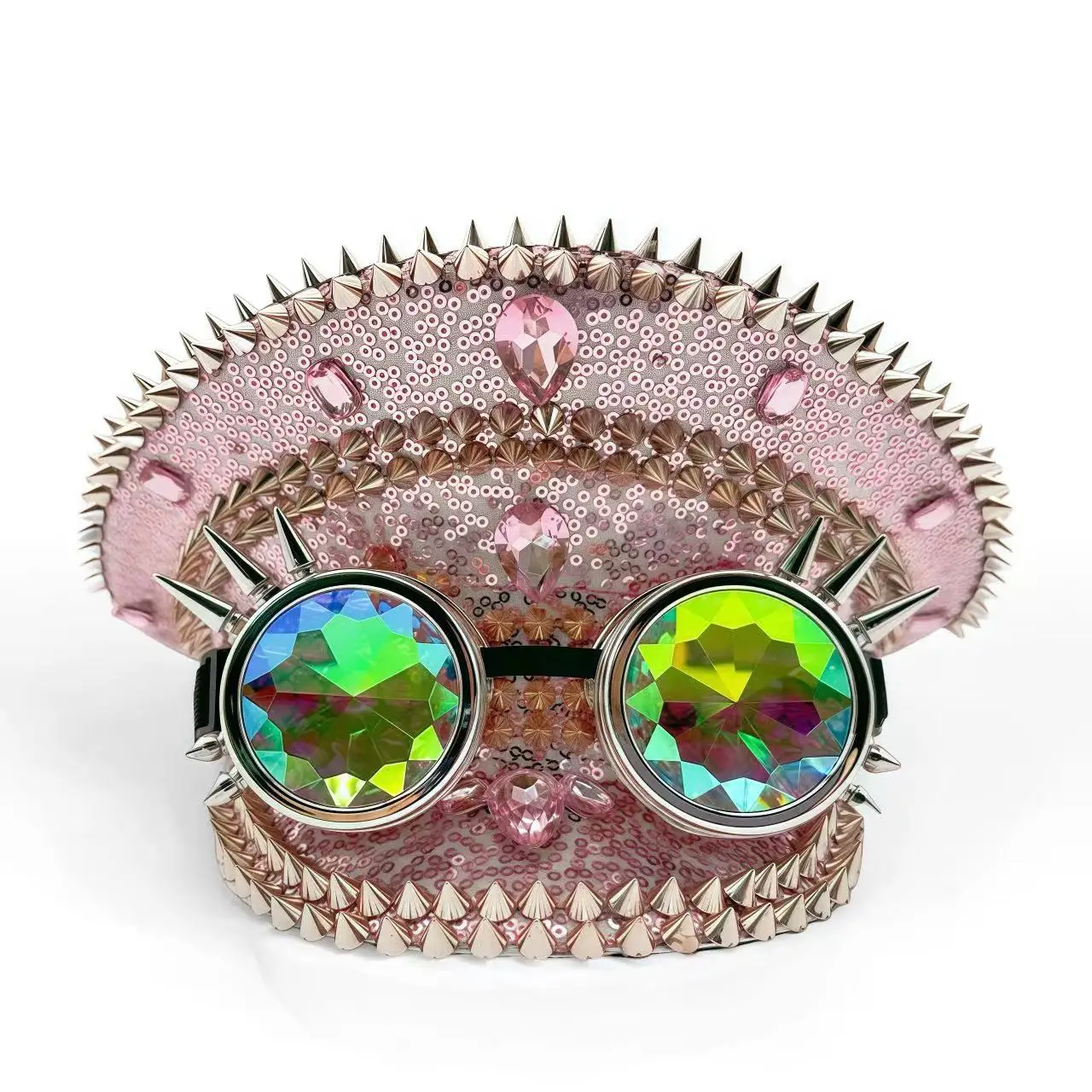 

Steampunk Captain Hat Rhinestone for Carnival, Mardi Gras, Vintage Military Accessories & Cap for Men & Women