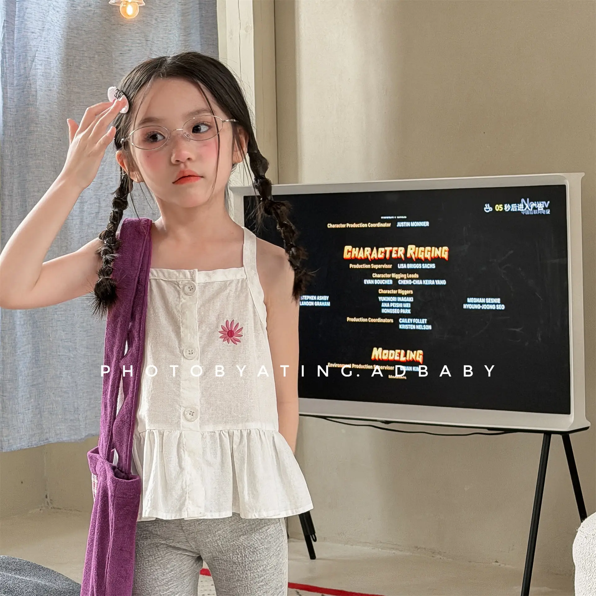 

2026 Summer New Girls Sleeveless Shirts Cute Baby Girl Thin Cotton Sling Vest Children Princess Blouse Fashion Kids Clothes