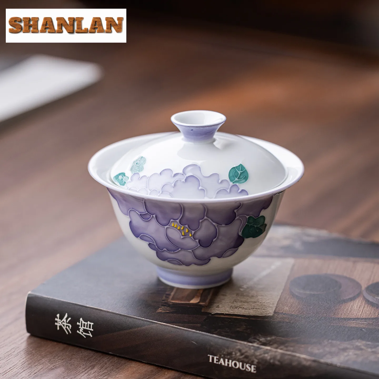 

185ml Hand-painted Purple Peony Two-talent Gaiwan Retro Tea Tureen Tea Bowl With Lid Kit Tea Making Cover Bowl Chinese Tea Set