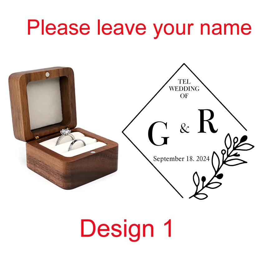Custom Wooden Ring Box Personalized Engagement Wedding Rings Bearer Case Valentines Day Gift for Couples