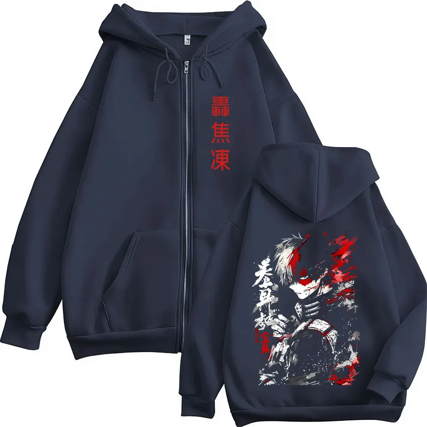 Anime My Hero Academia Shoto Todoroki Reißverschluss-Hoodies Herrenbekleidung Mode Langarm-Kapuzenpullover mit Reißverschluss Mäntel Jacken – Detail 3
