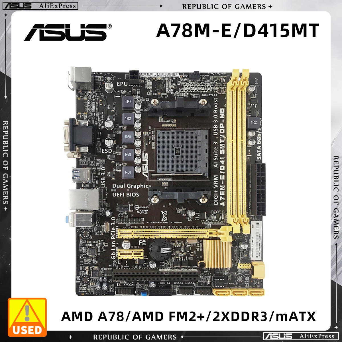 ASUS A78M-E/D415MT Motherboard Support AMD A10-5800K A10-6800K 7700K A6-5400K A6-7400K A8-6600K CPU DDR3 HDMI A78 Mainboard