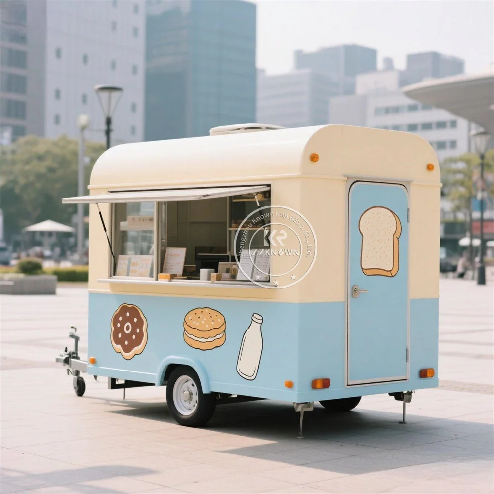 

Street Mobile Ice Cream Cart Coffee Food Trailer Fried Chicken Hot Dog Pizza Catering Cart Fast Food Truck With Full Kitchen