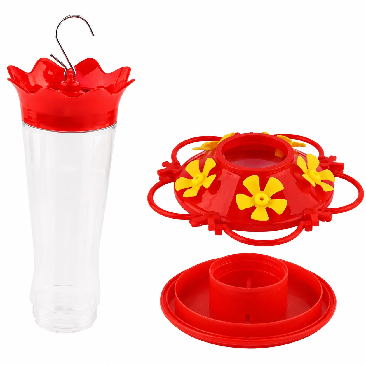 High Quality Suspended Hummingbird Feeder 5 Feeding Ports Bee Resistant Red Nectar Feeder with Hook Bird Feeder Outdoor Hanging