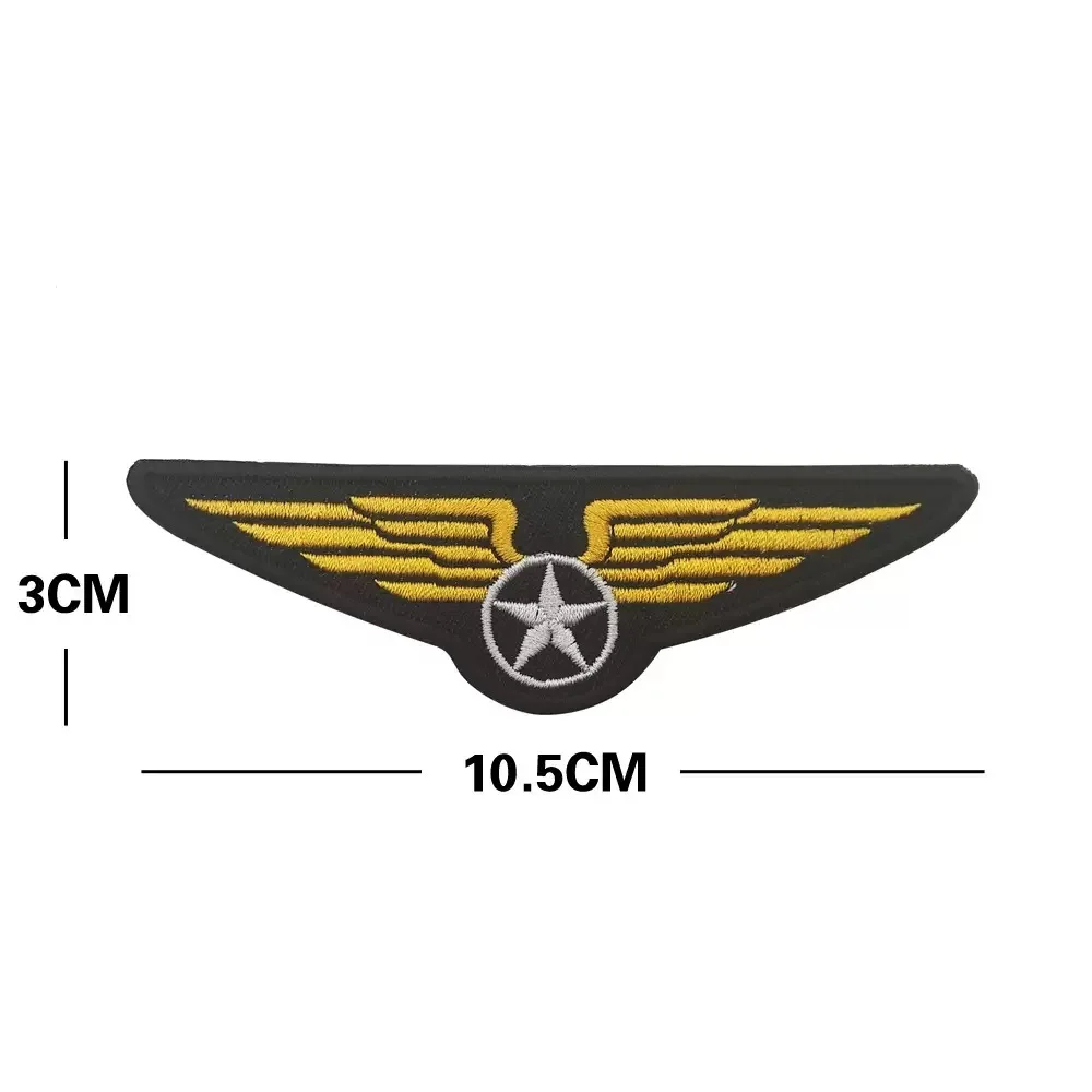 

Pilot Wings Star Embroidered Patch, Air Force or Aviation Enthusiast Tactical Badge, Hook and Loop, for Jacket Backpack