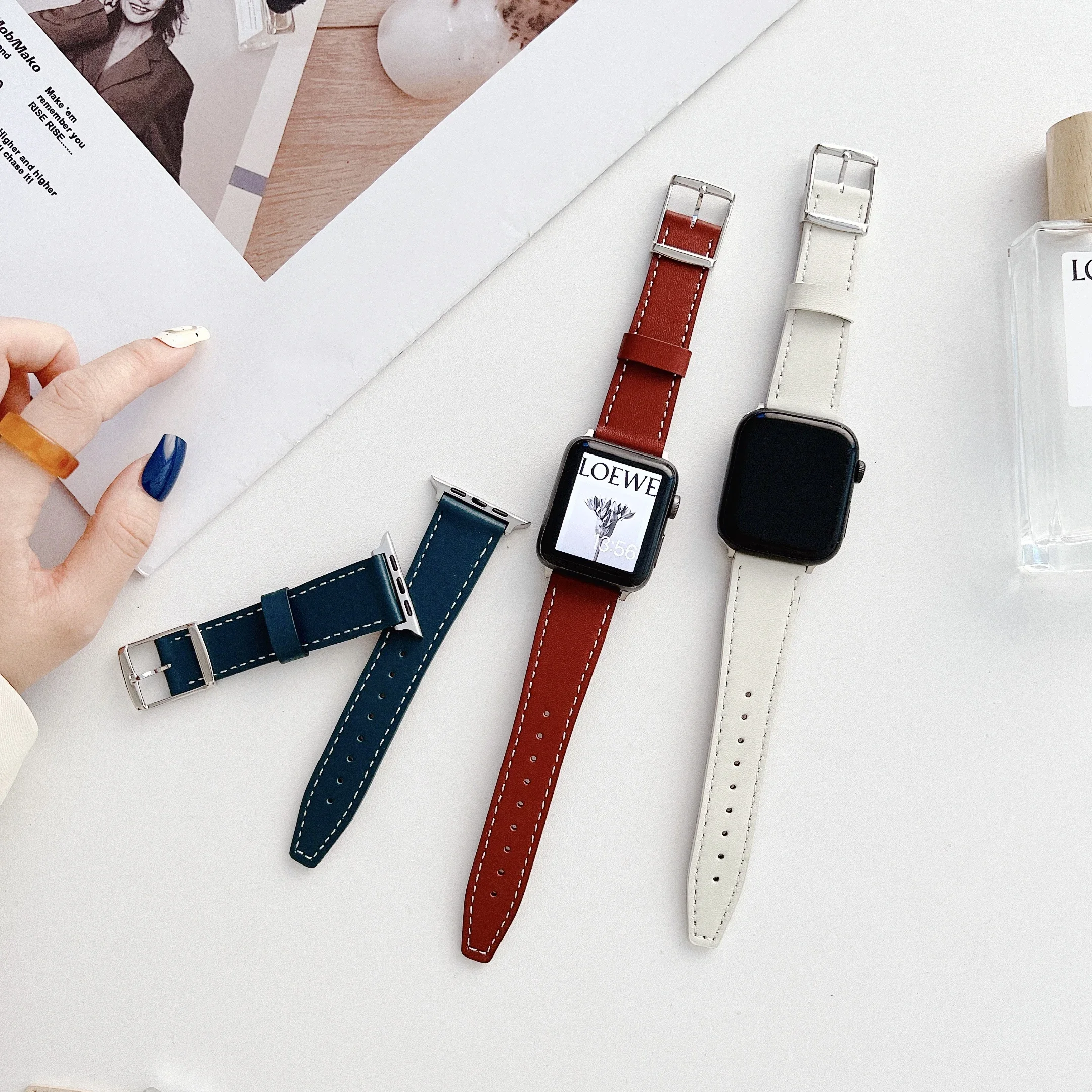

Кожаный ремешок для Apple Watch Ultra2 49 мм 9 8 7 45 мм 41 мм 6 5 4 SE 44 мм 40 мм, браслет для iWatch 3 42 мм 38 мм Correa