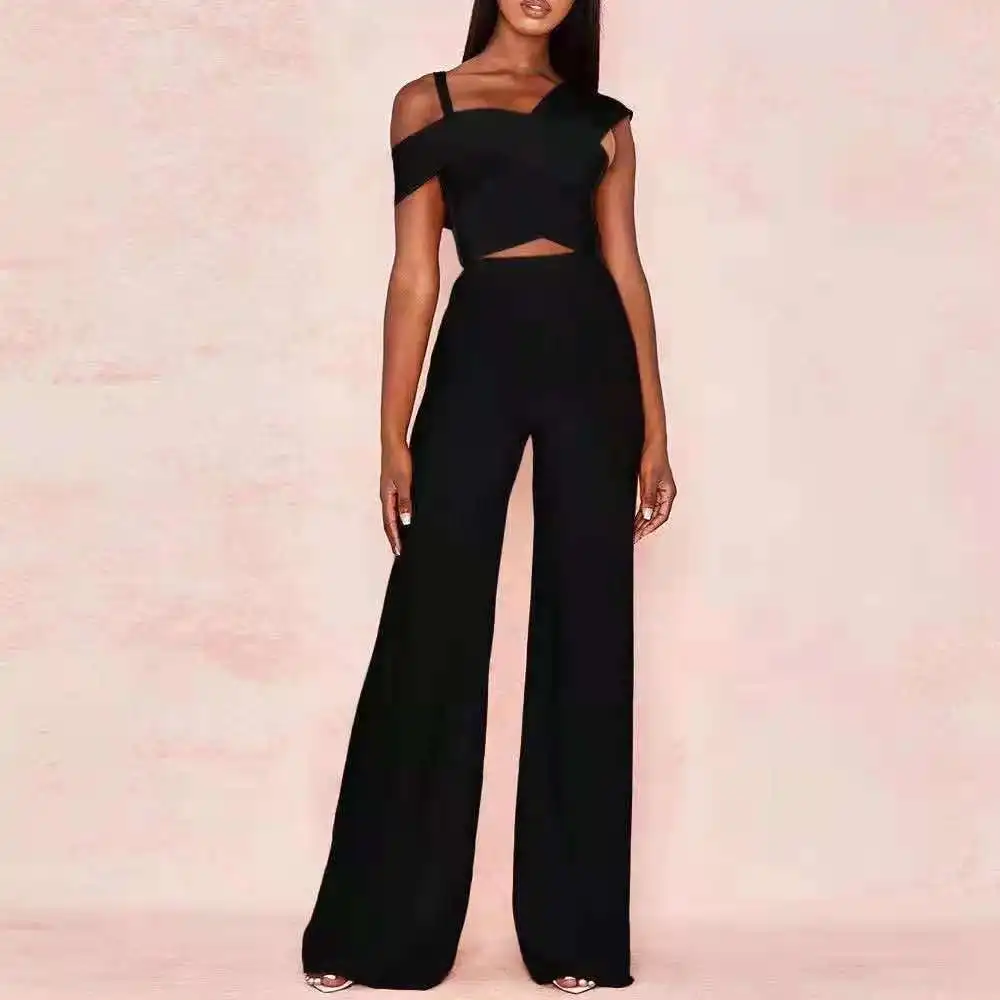 Imagem -06 - New Women Bandage Rompers Bodysuits Clubwear Magro Peça Conjunto Mulheres Negras Bodycon Bandage Jumpsuit Playsuits Lápis Pant