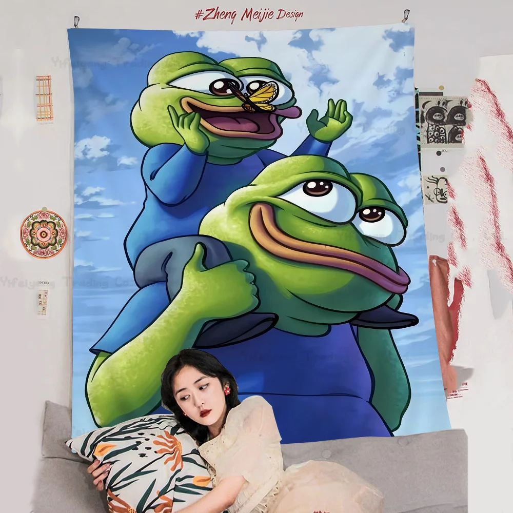 

Sad Frog Pepe DIY Wall Tapestry Hanging Tarot Hippie Wall Rugs Dorm Home Decor