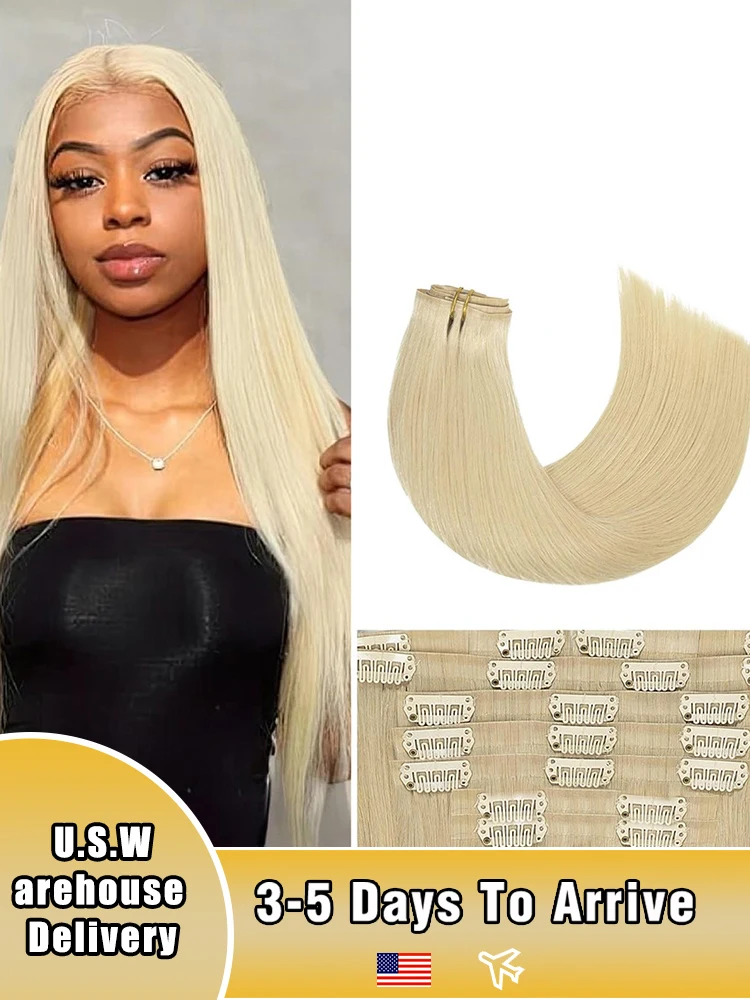 

22 24-дюймовые красочные золотые заколки для волос, человеческие волосы 613, прямые наращивания, человеческие волосы, бразильские заколки для женщин