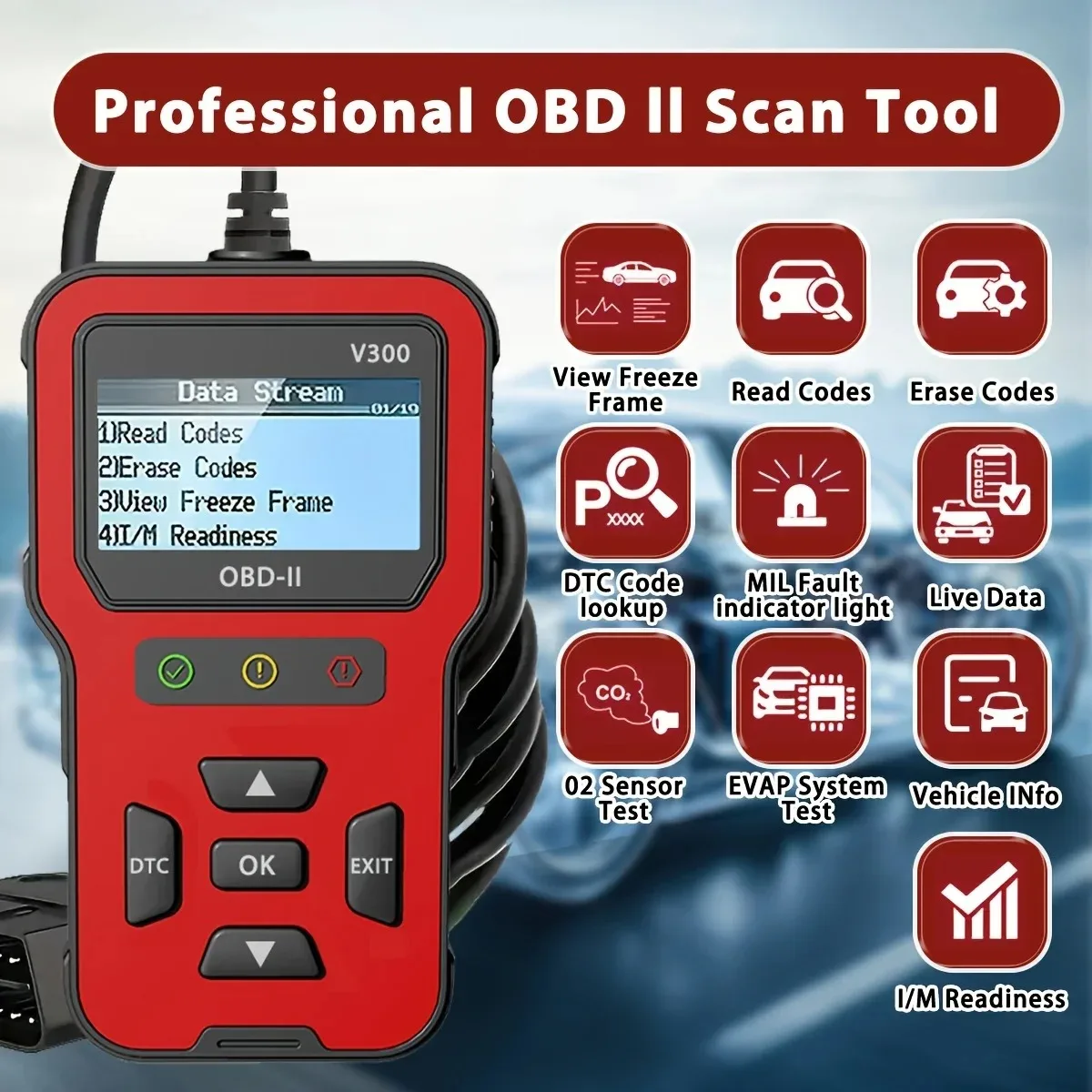 2026 Newest Model OBD2 Scanner Diagnostic Tool - Complete Fault Code Reader, Clear Error Codes, Data Stream, I/M Readiness