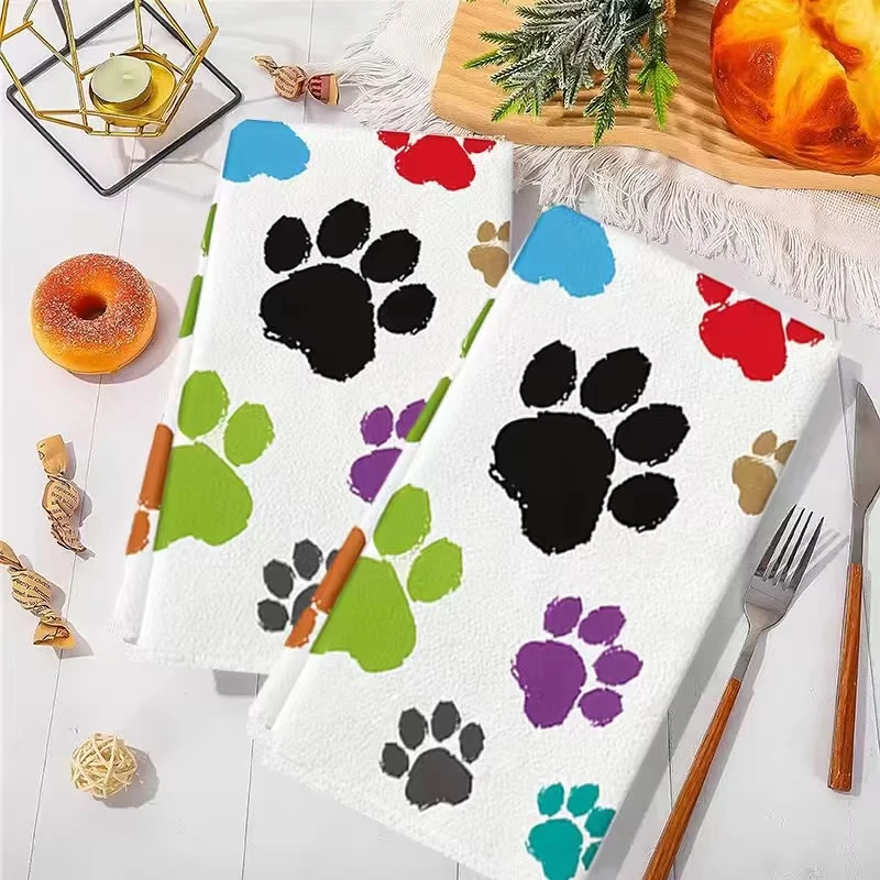 عبوة من مناشف المطبخ المطبوعة بمخالب الكلب | 40x60 سم | سوبر ماصة لينة | متعددة الاستخدامات كمنشفة الشاي وقماش الأطباق وقماش التنظيف #2