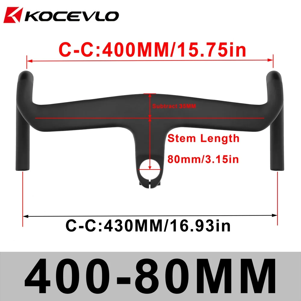 KOCEVLO Road AERO Carbon Integrierter Lenker für 28,6-mm-Gabel mit Abstandshaltern Radfahren Interne Kabel Road Barstem