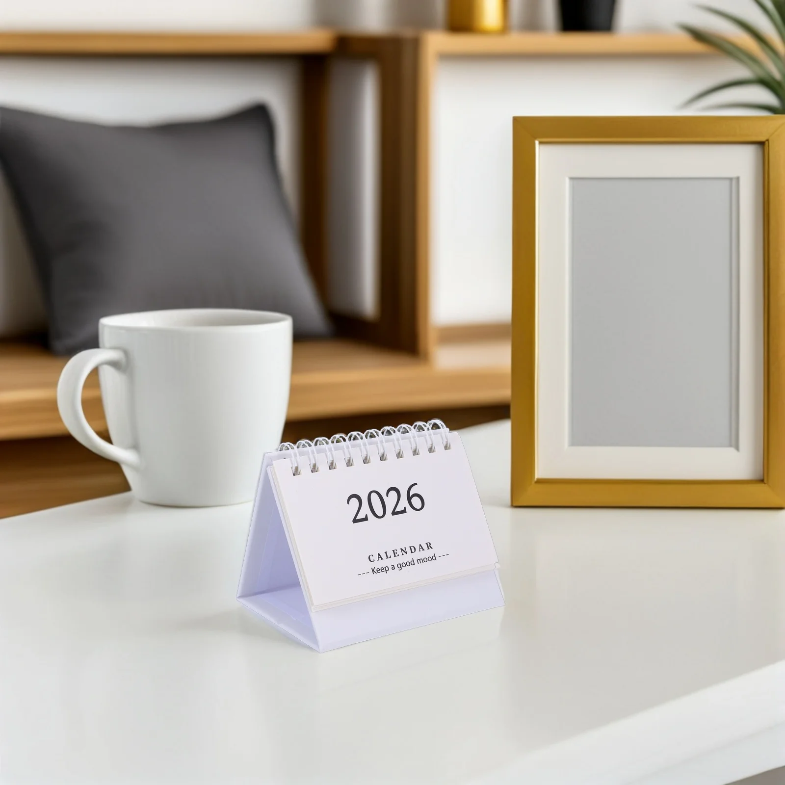 

2026 Mini Desktop Calendar Small Space-Saving Stand Up Design Smooth Writing Surface Daily Schedule Organizer for Work Study