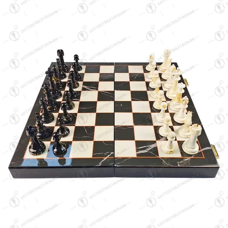 Premium Wooden Chess Set, Marble Chessboard, Hand-Carved, Weighted Base, Luxury Gift Box, Christmas Gift