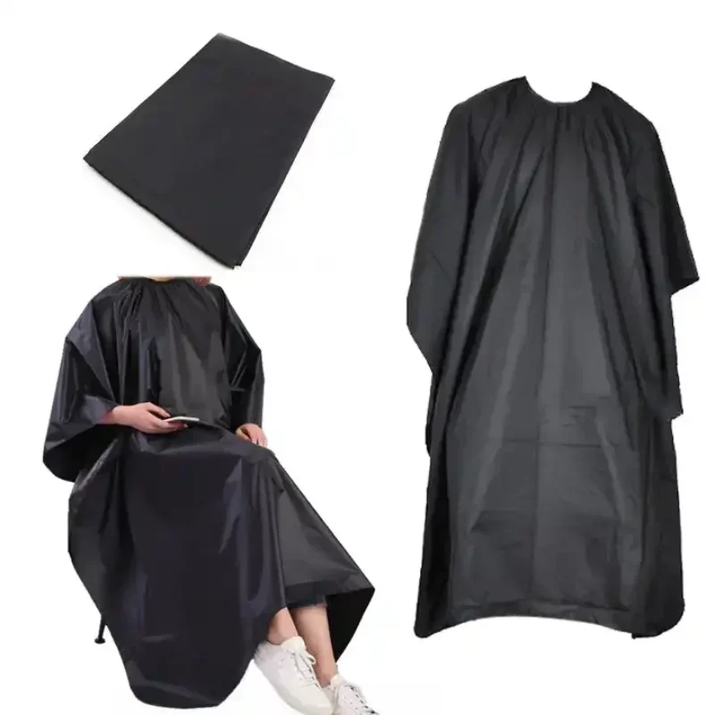 Cape de coupe de cheveux noire imperméable, pour salon de coiffure, robe de barbier grill, tablier de coiffeur, capes antistatiques