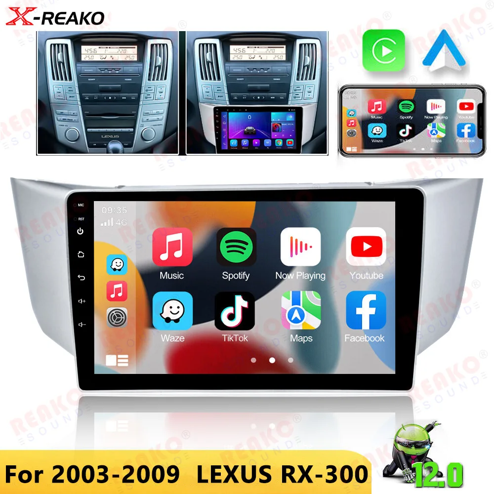 

X-REAKO Android 11 Car Radio Stereo For Lexus RX300 RX330 RX350 RX400H Toyota Harrier 2003-2009 GPS Navigation RDS Wifi Carplay