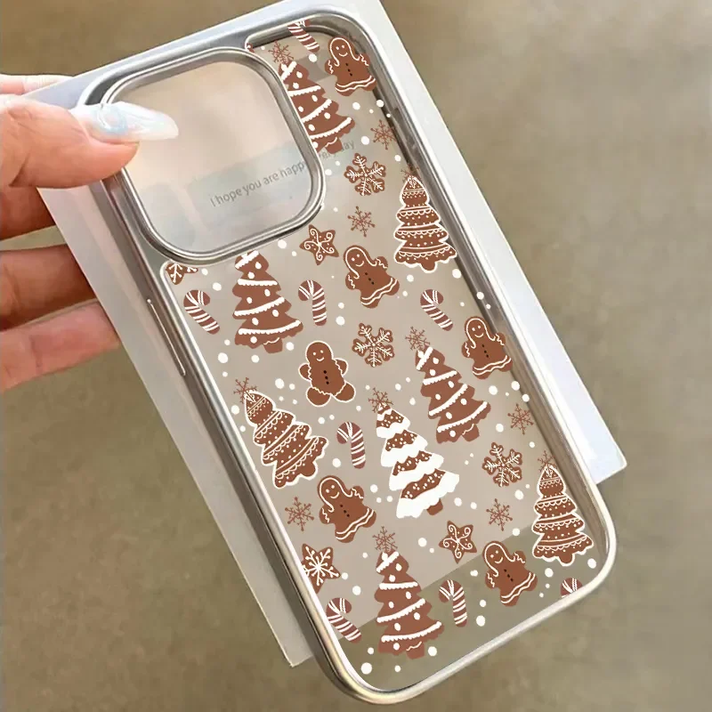 Christmas Tree Gingerbread Man Cartoon Creative Cute Phone Case For iPhone 17 Air 16 E 15 14 13 12 11 Pro XR Max 7 8 Plus Cover