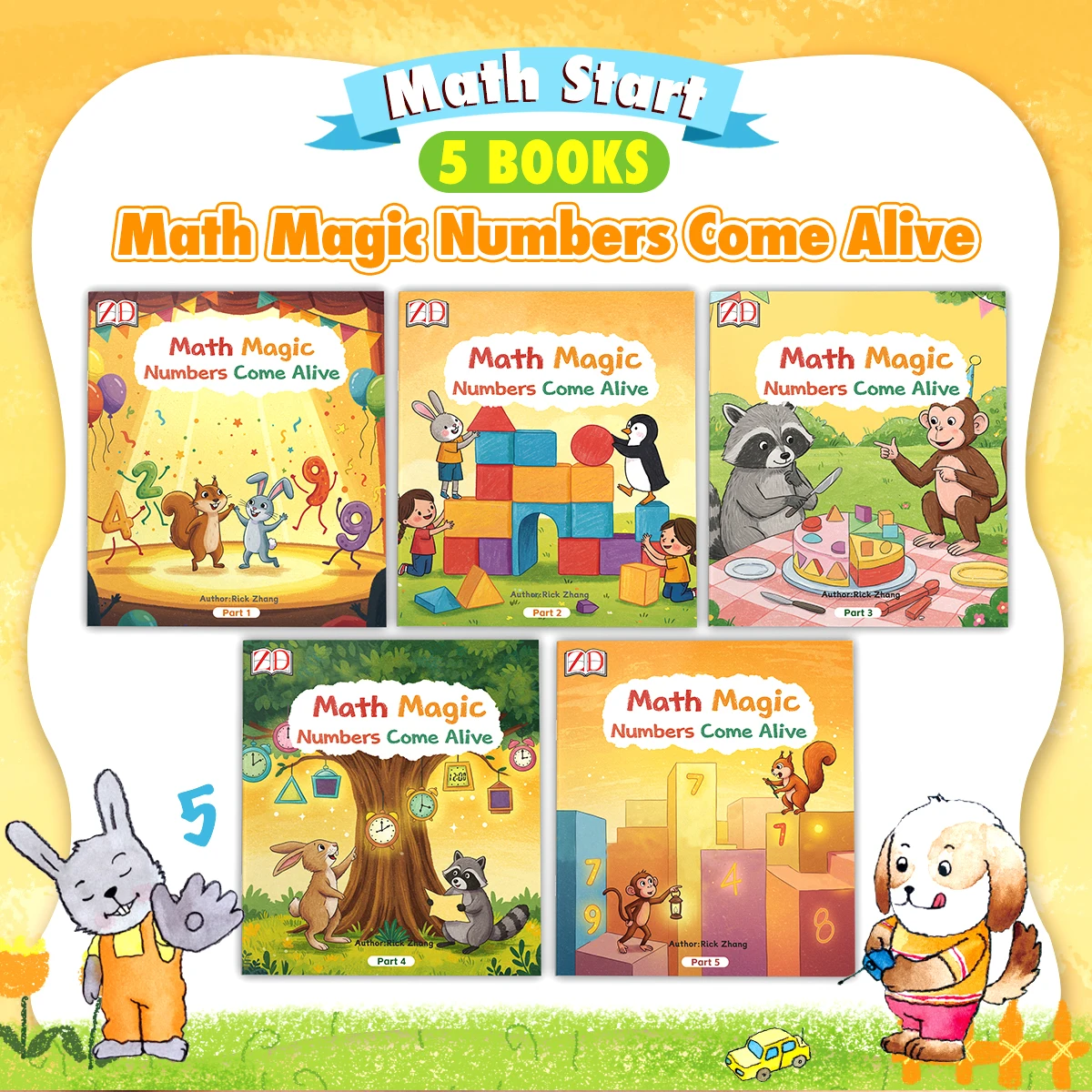 

Математическая магия: Цифры оживают (комплект из 5 книг) – Иллюстрированные книги по математике для детей: счет, формы, время и измерения