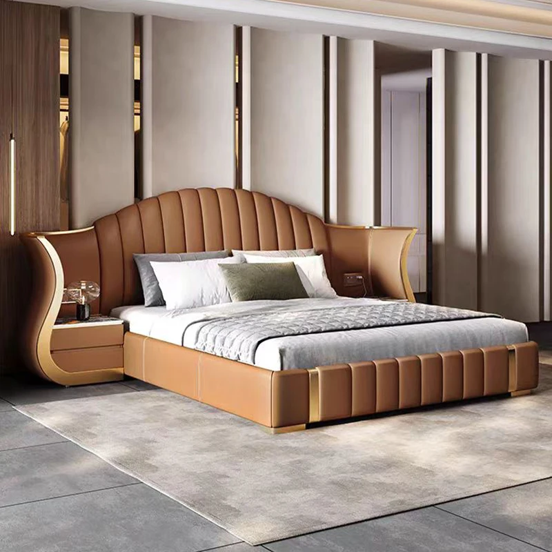 Wholesale Wooden Full Double Bedroom Sets Furniture King Size Leather Bed Master Room Modern Luxury Mdf Bedroom Furniture Set - view 5