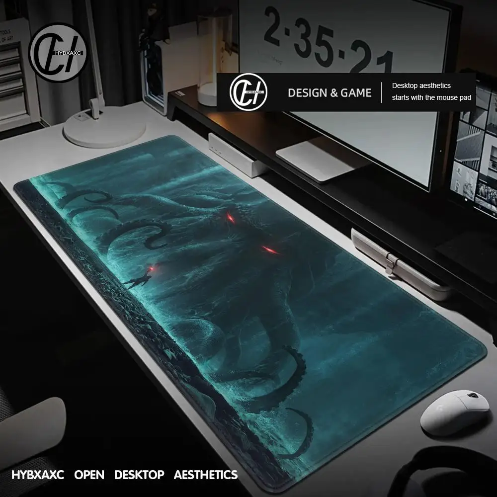 Xxl Mouse Pad Cthulhu horror tentacle Computer Gaming Mouse Pad Desk Pad Large Gaming Mat Bottom Non-Slip Rubber Stitched Edges